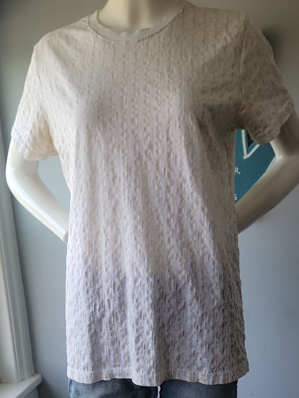 💗✨️ Dior Cream Textured Short-Sleeve Tee